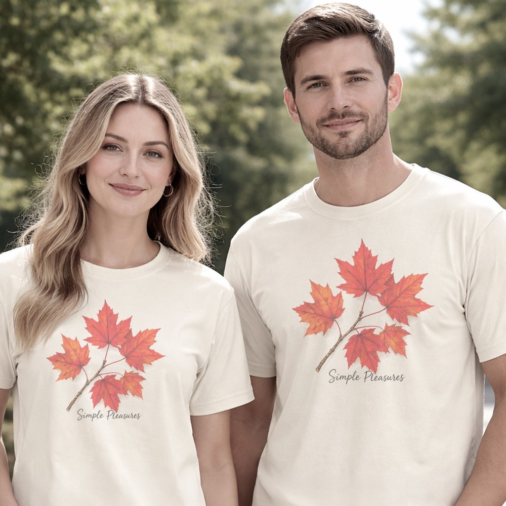 Simple Pleasures Maple Leaves Clinging to Autumn Branch Tee